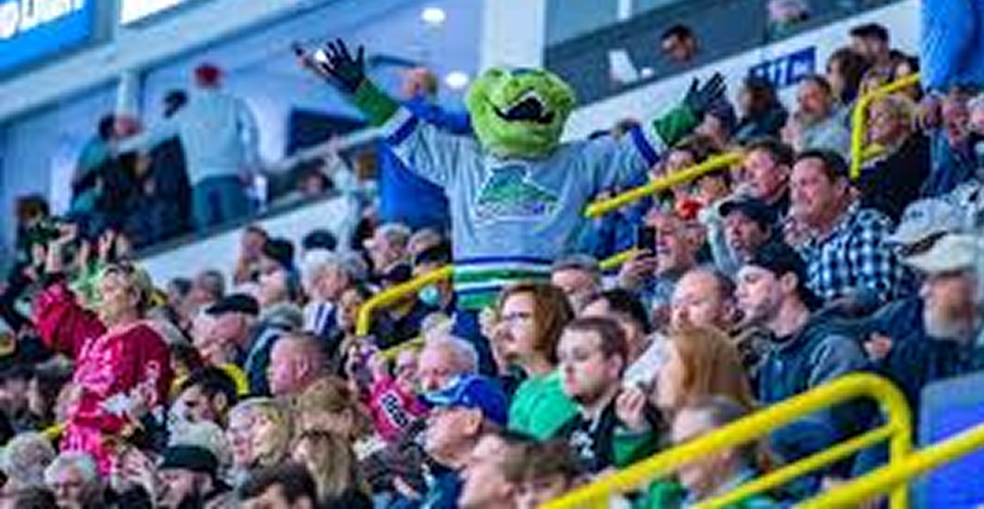 Florida Everblades mascot celebrating with fans