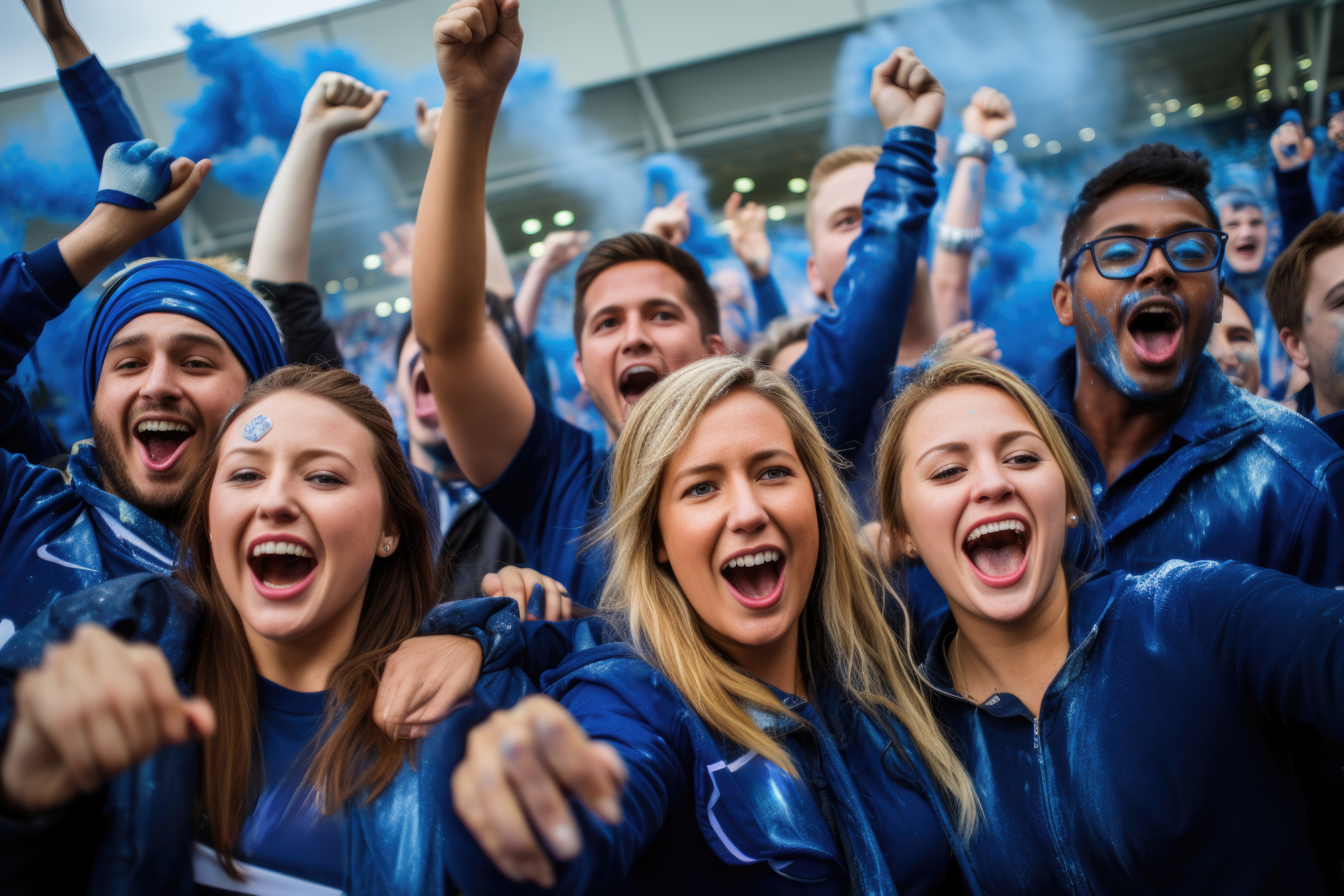 Sports fans cheering